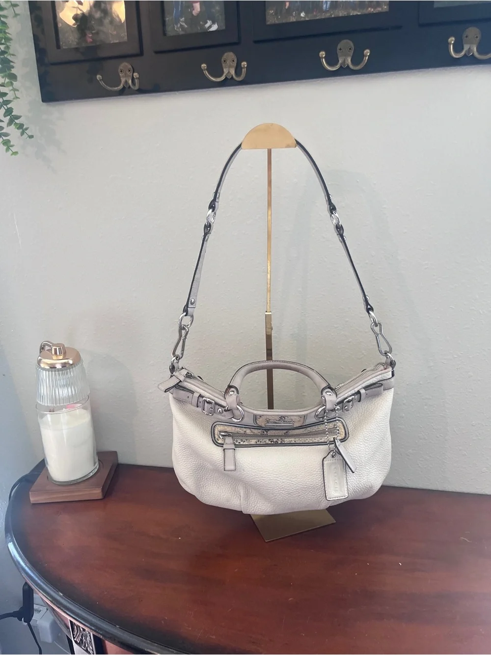Authentic  Coach Madison Embossed Sophia Satchel in Cream Python style 19631